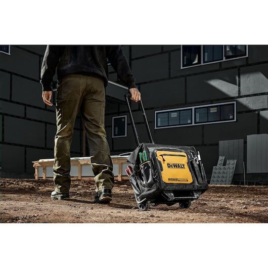DEWALT Black- Yellow Polyester 12.125-in Zippered Rolling Tool Roll