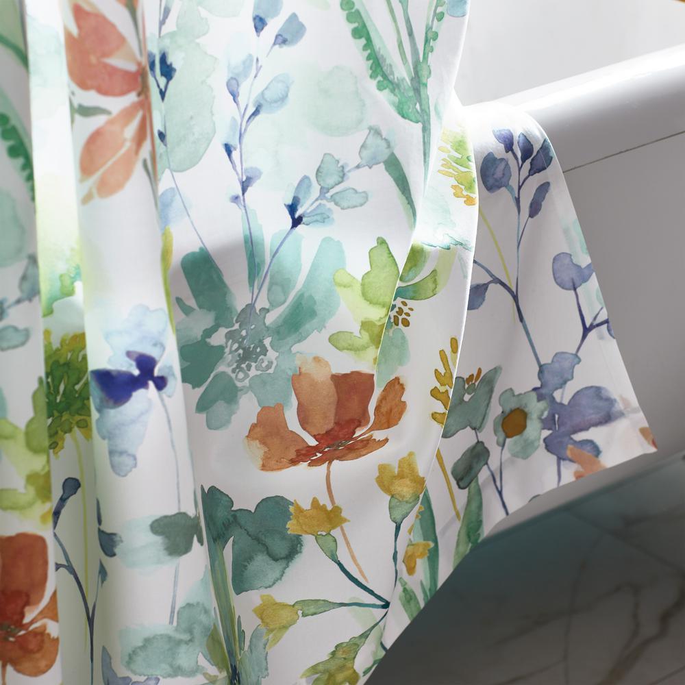 Botanical Bloom 72 in. Multicolored Sateen Standard Shower Curtain - Super Arbor
