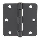 3-1/2 in. and 1/4 in. Radius Matte Black Smooth Action Hinge (3-Pack)