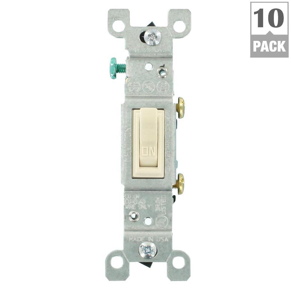 15 Amp Single-Pole Toggle Switch, Light Almond (10-Pack) - Super Arbor