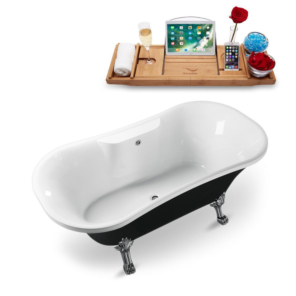 68 in. Acrylic Fiberglass Clawfoot Non-Whirlpool Bathtub in Black - Super Arbor