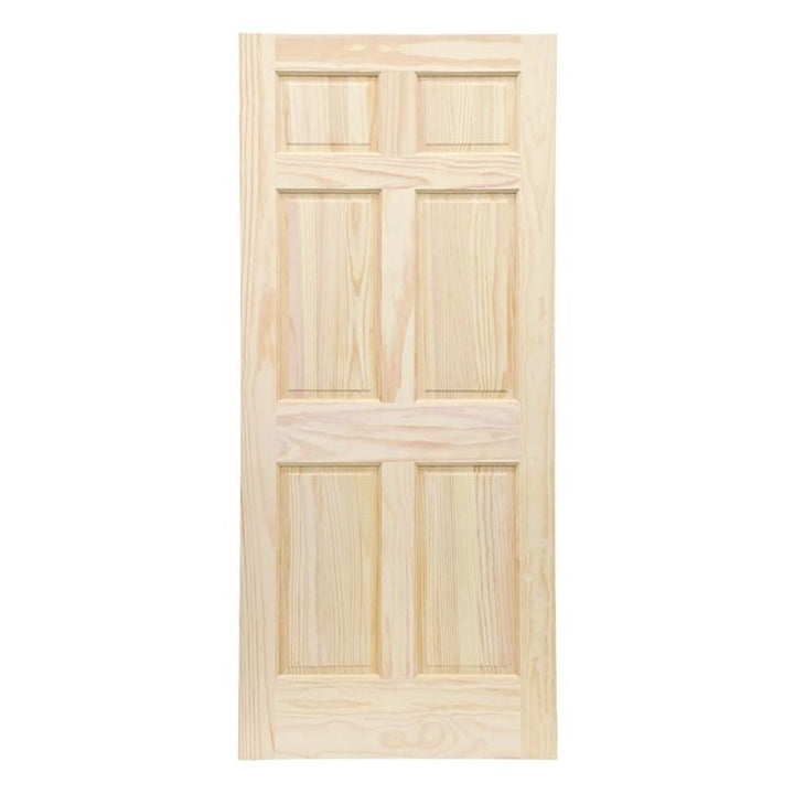 ReliaBilt 36-in x 80-in Clear 6-Panel Solid Core Unfinished Pine Wood Slab Door