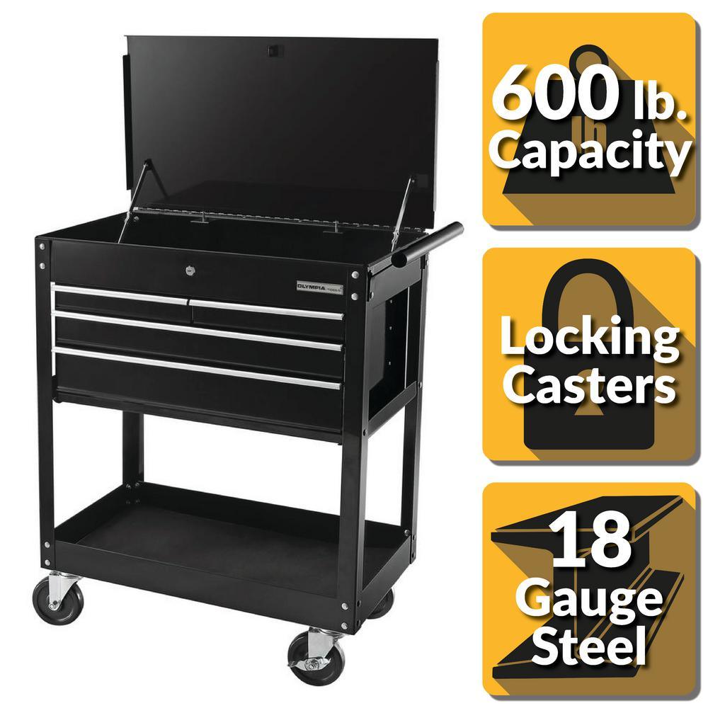 30 in. 4-Drawer Roller Cabinet Tool Chest in Black - Super Arbor