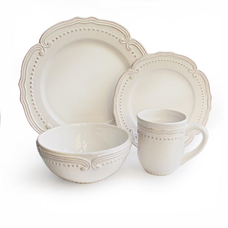 16-Piece Solid White Stone Dinnerware Set (Service for 4)