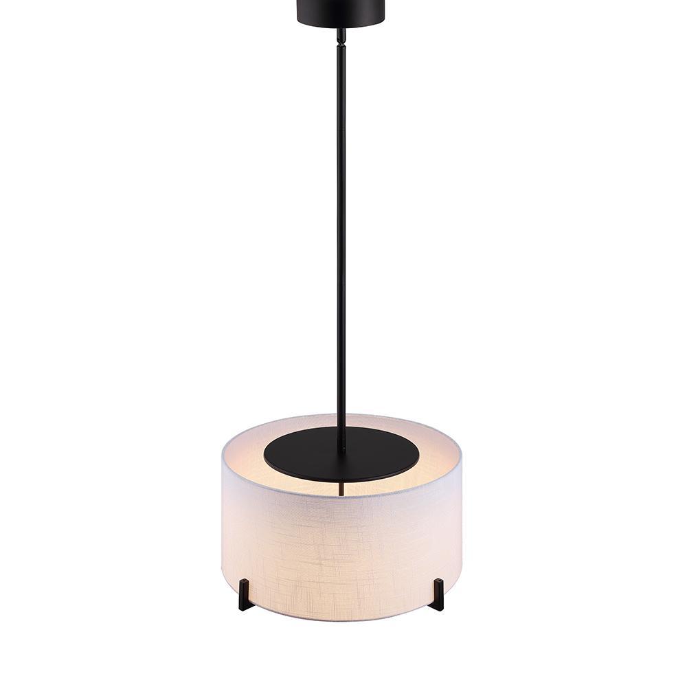 35-Watt Matte Black Integrated LED Pendant with Fabric Shade - Super Arbor