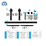 78 in. Soft Close Black Solid Steel Sliding Rolling Barn Door Hardware Kit for Single Wood Doors - Super Arbor