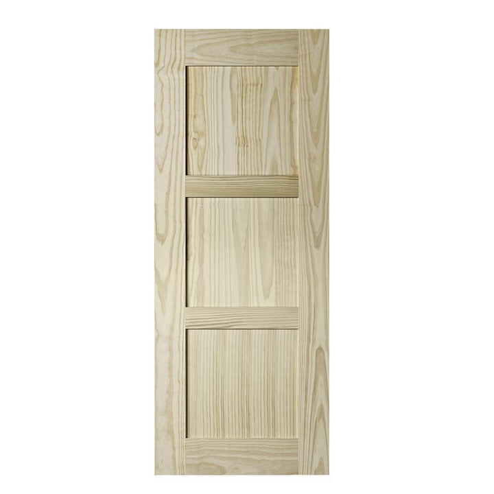 33 in. x 84 in. Shaker Unfinished 3-Panel Clear Pine Interior Barn Door Slab - Super Arbor
