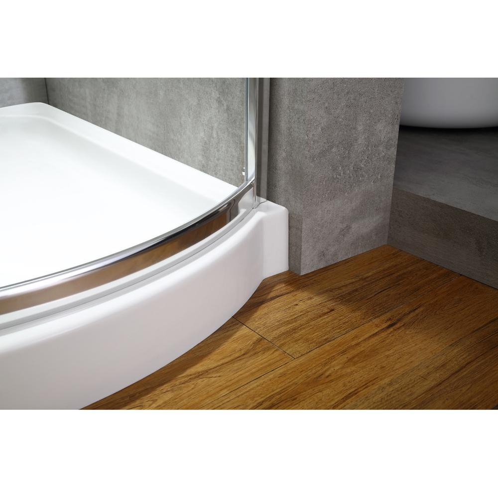 Maia 36 in. x 72.80 in. Semi-Frameless Sliding Corner Shower Door in Chrome with 36 in. x 36 in. Base in White - Super Arbor