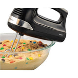 6-Speed Black Hand Mixer with Snap-On Case
