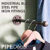 1/2 in. x 1 ft. L Black Pipe Wall Mounted Clothing Bracket Kit (Set of 4)