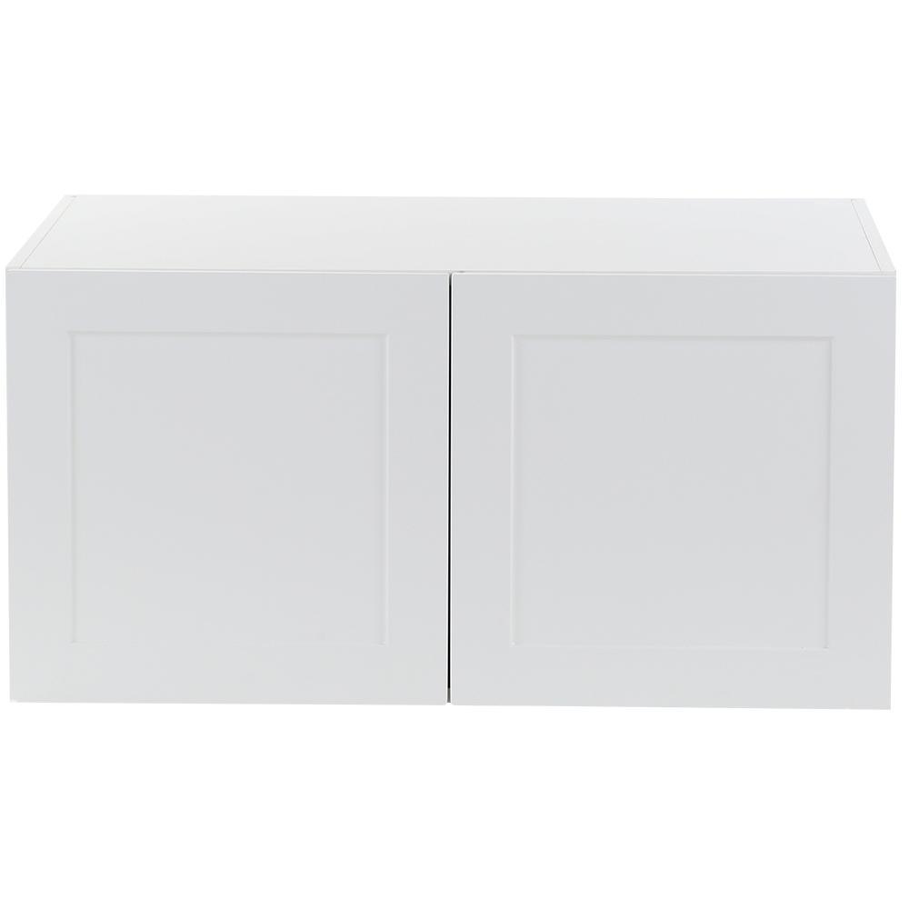 Cambridge Shaker Assembled 36x18x24.5 in. Refrigerator Wall Cabinet with 2 Soft Close Doors in White - Super Arbor