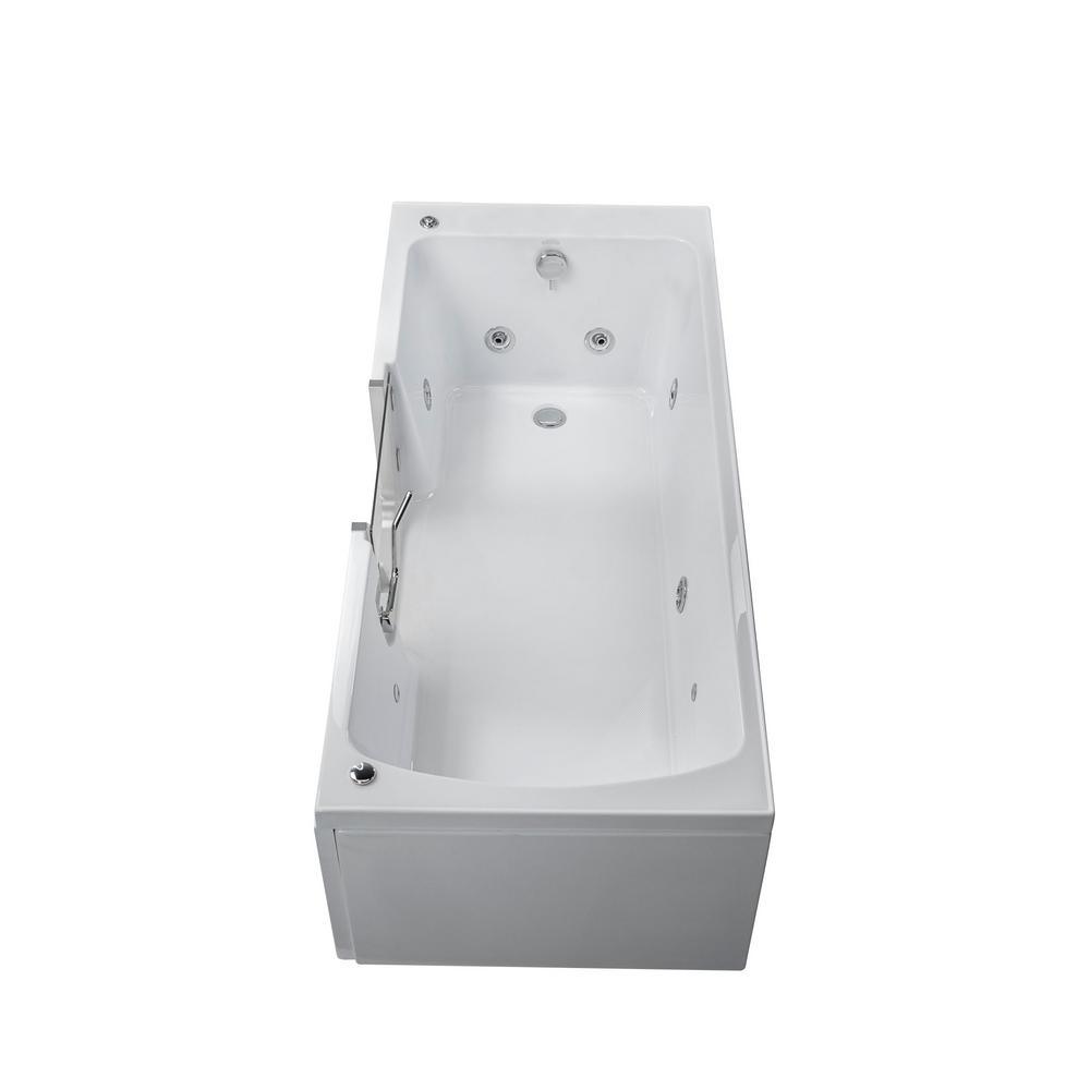 Laydown 72 in. Walk-in Whirlpool Bathtub in White with Left Hinged Middle Glass Door and 2 in. Left Drain - Super Arbor