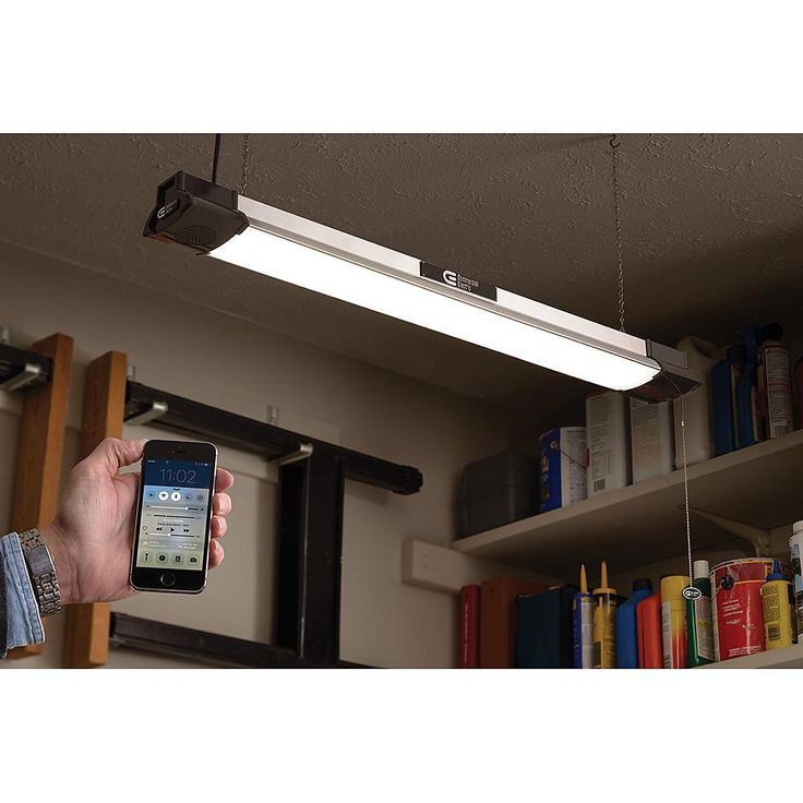 40 in. 64-Watt Equivalent Integrated LED Black Brushed Nickel Shop Light with Bluetooth Speakers 3500 Lumens 4000K