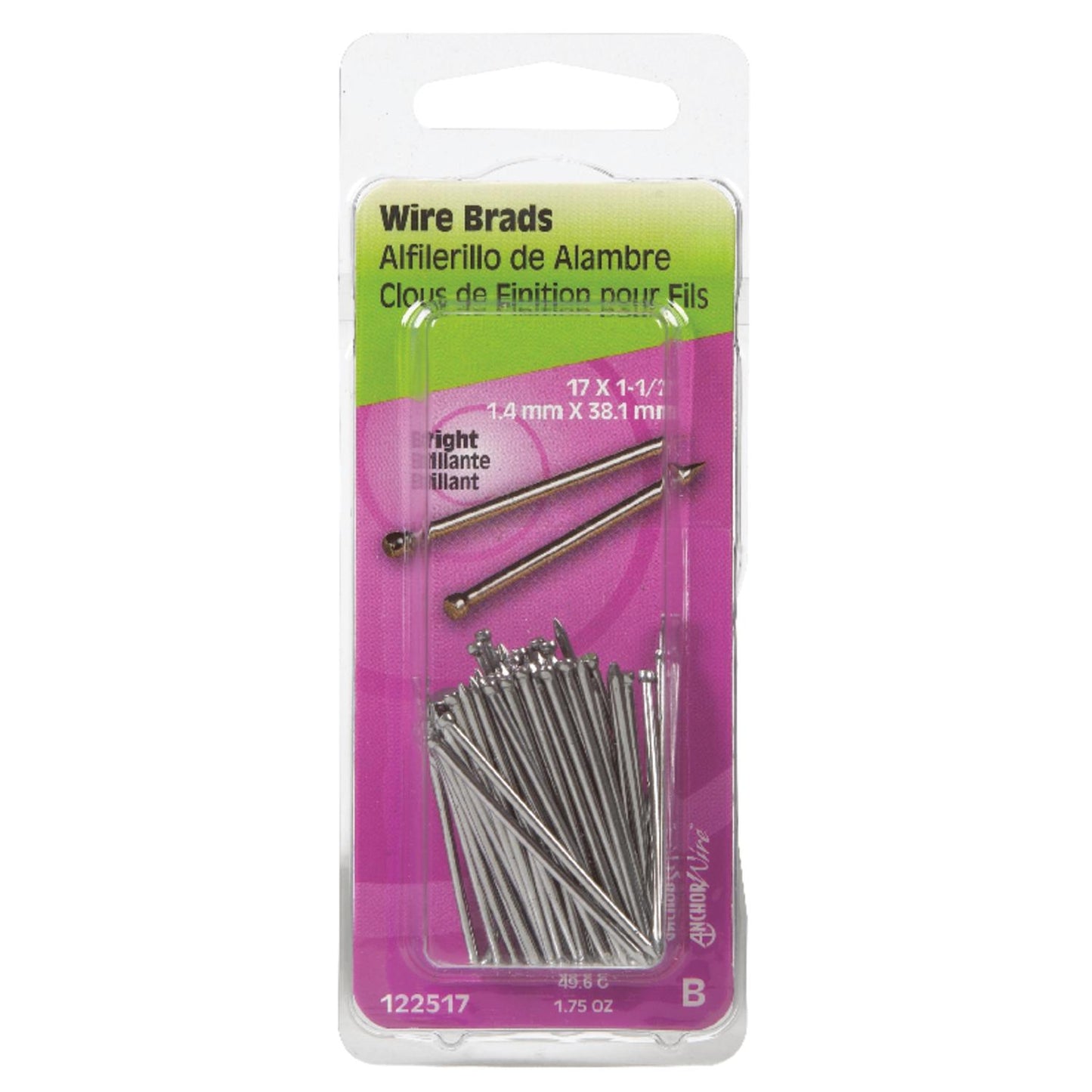 Hillman 17 Ga. x 1-1/2 in. Bright Steel Brad Nails, 1 Pack, 1.75 oz