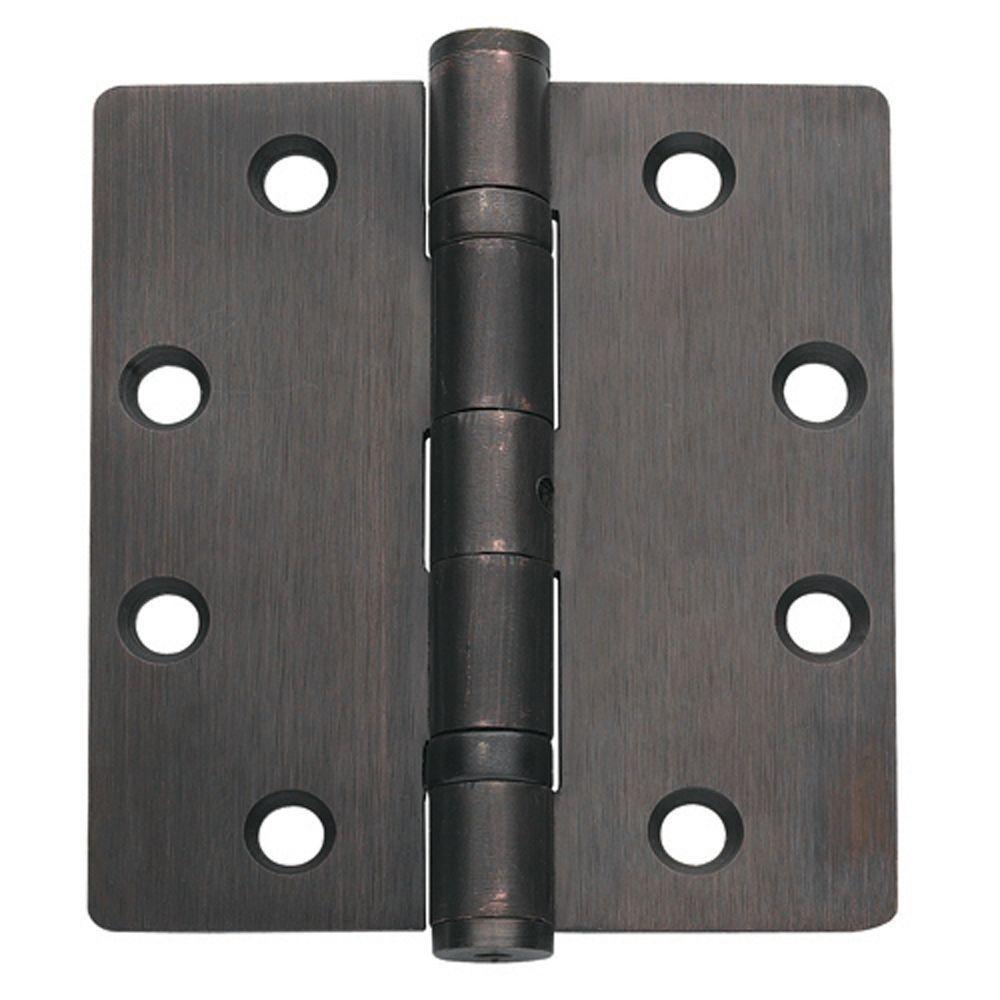 4.5 in. x 4.5 in. Brushed Chrome Ball Bearing Non-Removable Pin Steel Hinge (Set of 3) - Super Arbor