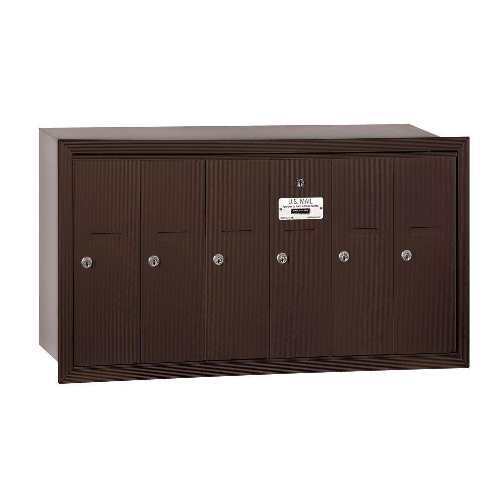 3500 Series Aluminum Recessed-Mounted Private Vertical Mailbox with 6 Doors - Super Arbor