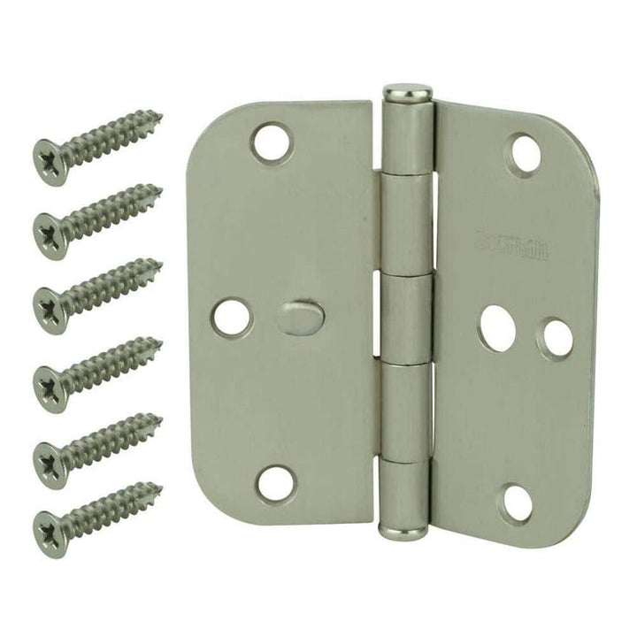 3-1/2 in. Satin Nickel 5/8 in. Radius Security Door Hinges Value Pack (3-Pack)