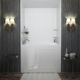 Rampart 4.5 ft. Walk-in Non-Whirlpool Bathtub with Easy Up Adhesive Wall Surround in White - Super Arbor
