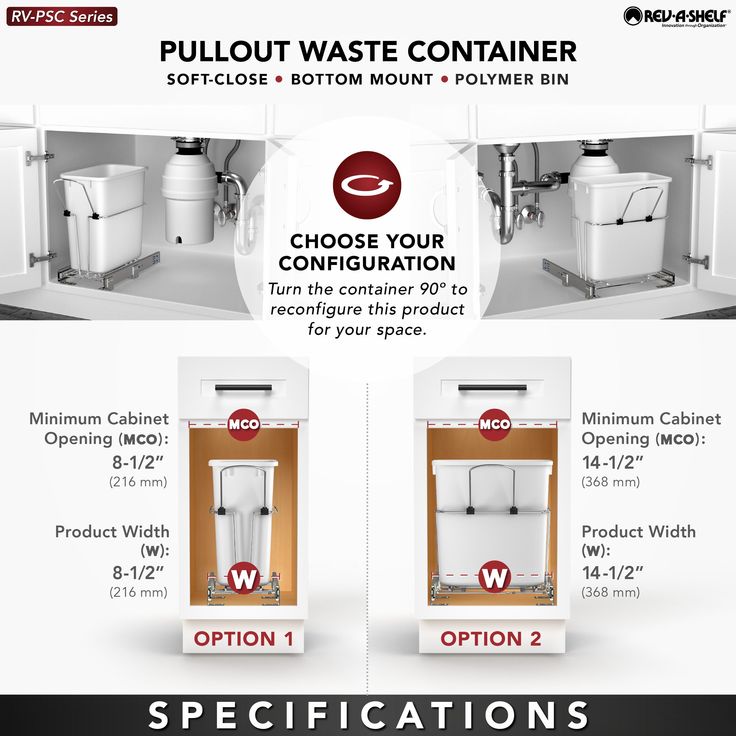 Rev-A-Shelf 20-Quart Plastic Pull Out Trash Can