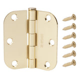 3-1/2 in. Satin Brass 5/8 in. Radius Door Hinges Value Pack (12-Pack) - Super Arbor