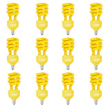60-Watt Equivalent Yellow Colored Spiral Candelabra CFL Bug Light Bulb (Case of 12) - Super Arbor