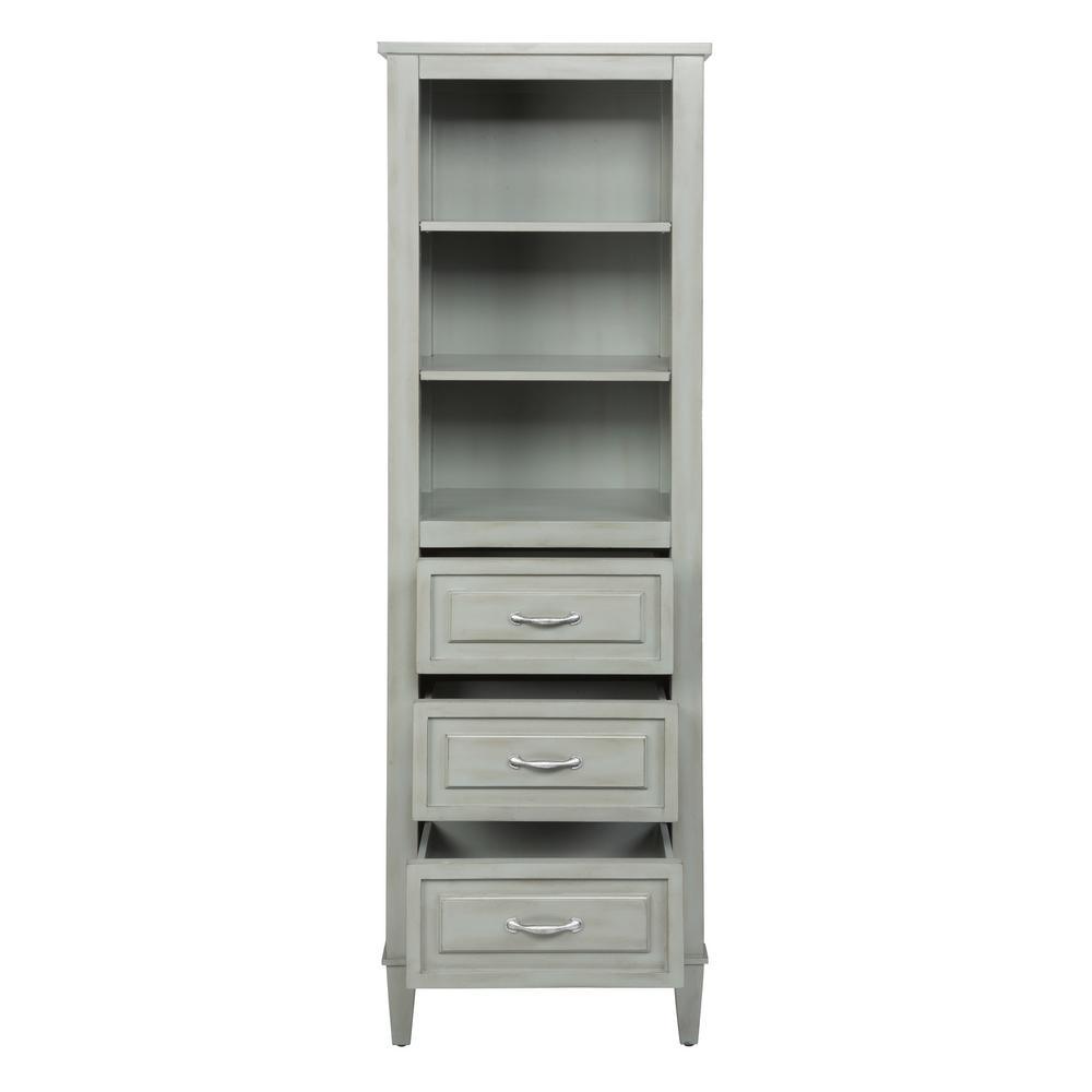 Kelly 22 in. W x 65 in. H x 15 in. D Bathroom Linen Storage Tower Cabinet in Grayish Blue - Super Arbor