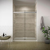Levity 59 in. x 74 in. Frameless Sliding Shower Door in Nickel with Handle - Super Arbor