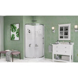 Maia 34 in. x 79.50 in. Corner Drain Corner Shower Kit in Clear and Chrome - Super Arbor