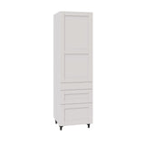 Shaker Assembled 24 in. x 84.5 in. x 24 in. Pantry Cabinet w/ 2-Inner Drawers & Three Pull Out Drawers in Vanilla White - Super Arbor