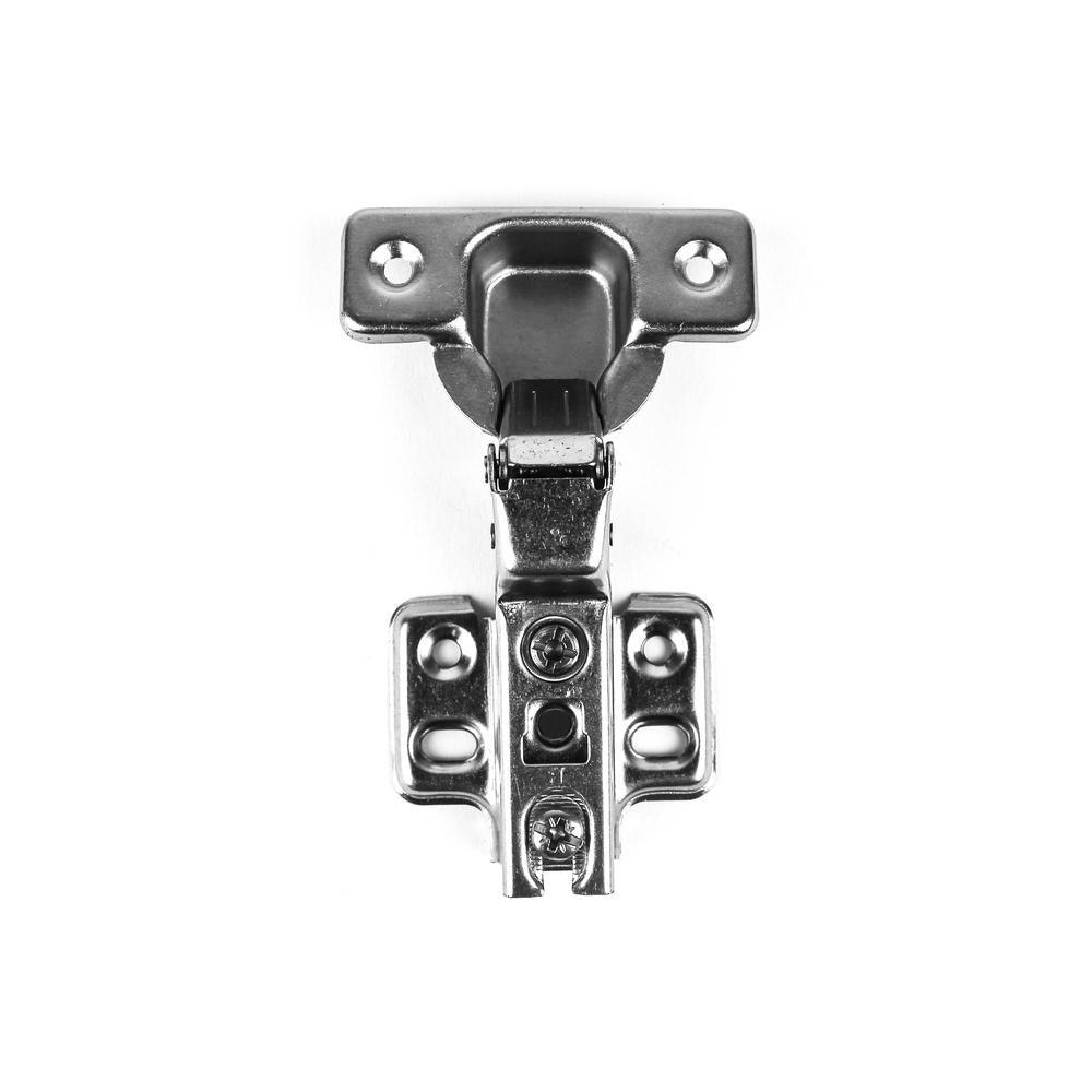 105-Degree 35 mm Half Overlay Frameless Cabinet Hinges with Installation Screws (1-Pair) - Super Arbor