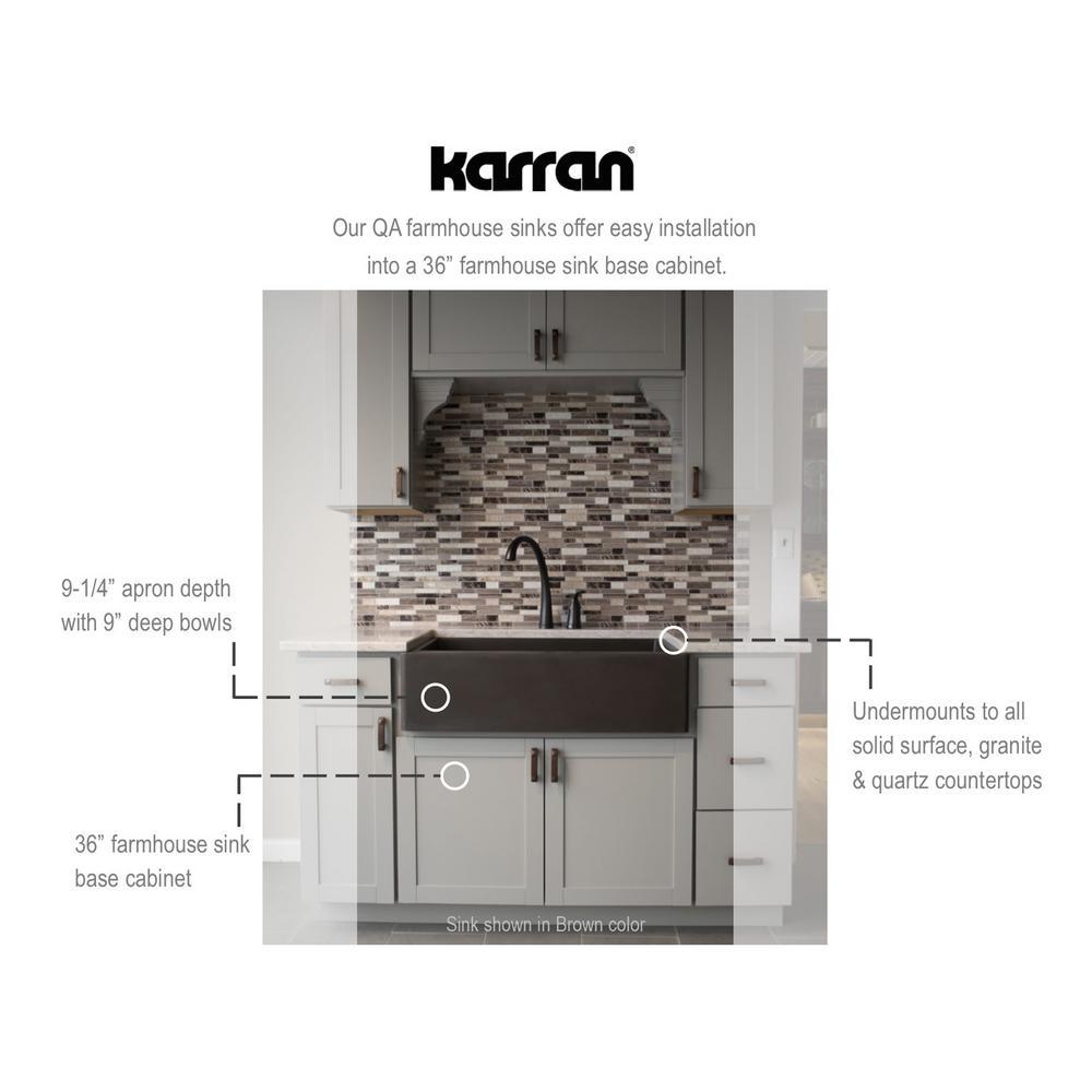 Farmhouse Apron Front Quartz Composite 34 in. Double Bowl Kitchen Sink in Black - Super Arbor