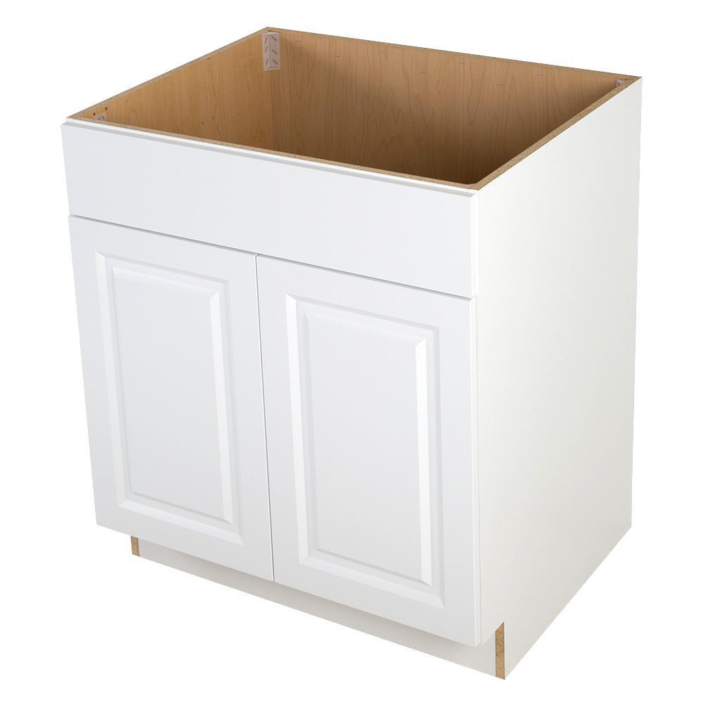 Benton Assembled 30x34.5x24 in. Sink Base Cabinet with False Drawer Front in White - Super Arbor