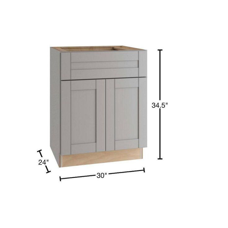 Home Decorators Collection Washington Veiled Gray Plywood Shaker Assembled Vanity Sink Base Kitchen Cabinet Sft Cls 30 in W x 24 in D x 34.5 in H