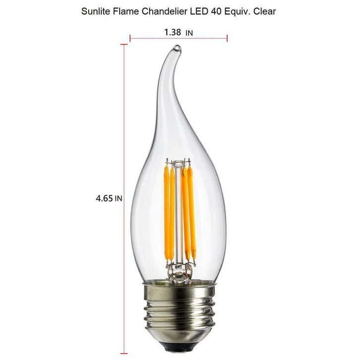 Sunlite 40-Watt Equivalent CA11 Dimmable E26 Base Filament Vintage Chandelier LED Light Bulb in Amber 1800K (4-Pack)