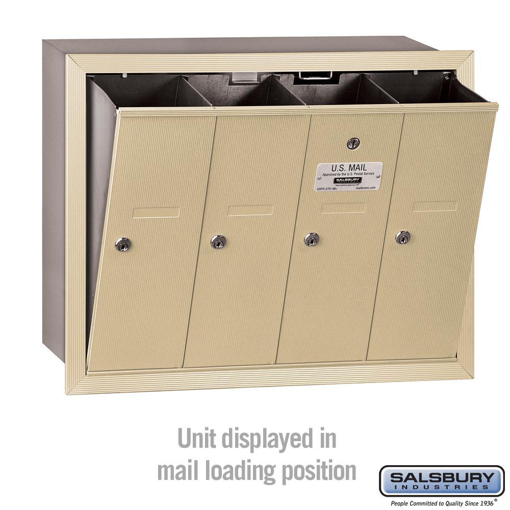 3500 Series Sandstone Recessed-Mounted Private Vertical Mailbox with 4 Doors - Super Arbor