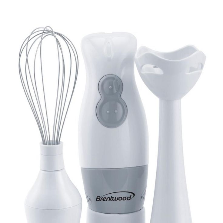 2-Speed White Hand Mixer Blender and Food Processor with Balloon Whisk
