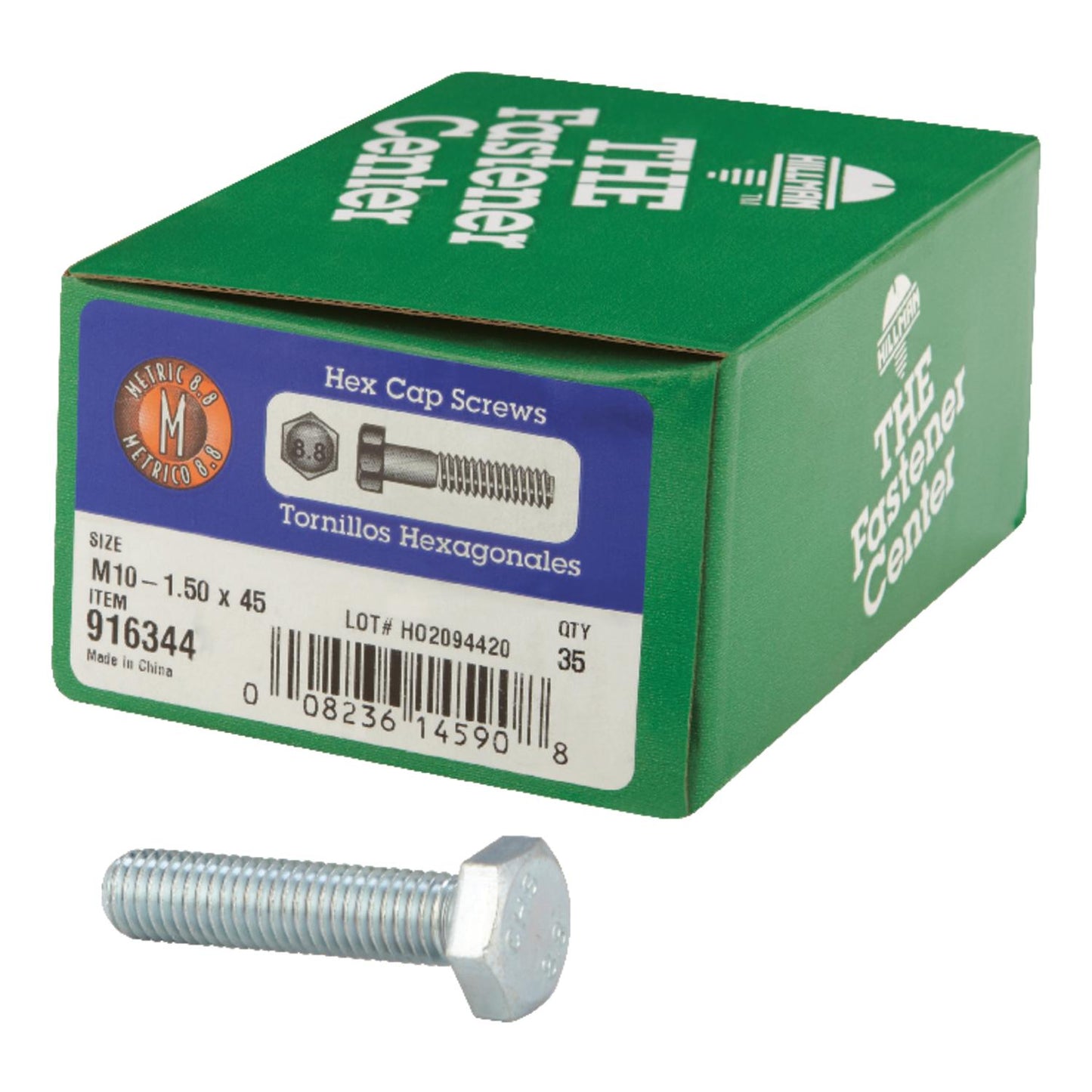 Hillman M10-1.50 x 45 mm Heat-Treated Steel Hex Head Cap Screw, 35-Pack