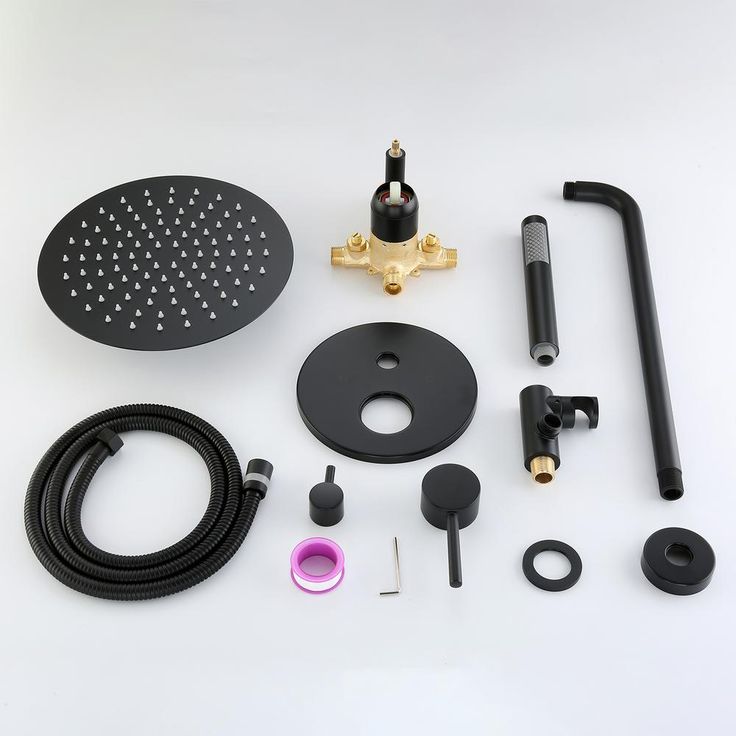 1-Spray Patterns 1.8 GPM 10 in. Dual Shower Head and Handheld Shower Head with Body Spray in Matte Black