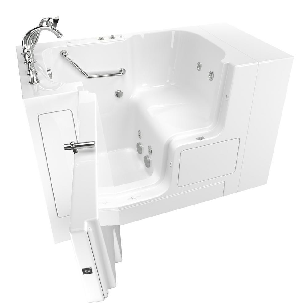 Gelcoat Value Series 52in. x 32in. Right Hand Touch Control Walk-In Whirlpool Bathtub with Outward Opening Door in White - Super Arbor