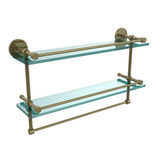 22 in. L  x 12 in. H  x 5 in. W 2-Tier Clear Glass Bathroom Shelf with Towel Bar in Polished Chrome - Super Arbor