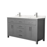 Beckett 72 in. W x 22 in. D Double Bath Vanity in Dark Gray with Cultured Marble Vanity Top in Carrara with White Basins - Super Arbor