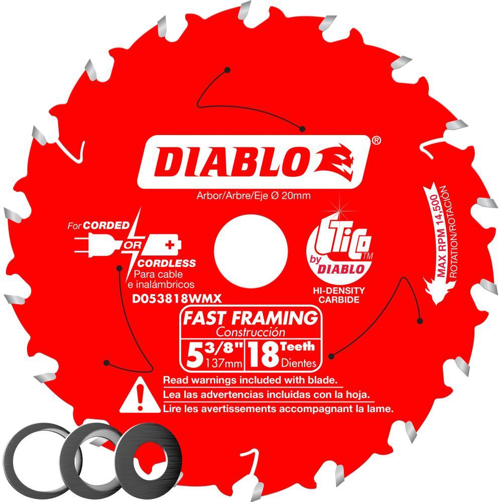 5-3/8 in x 18-Tooth Fast Framing Saw Blade with Bushings - Super Arbor