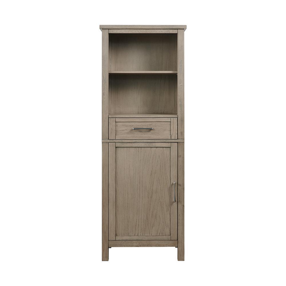 Wimsbury 24 in. W x 14 in. D x 65 in. H Single Door Linen Cabinet in Weather Oak - Super Arbor