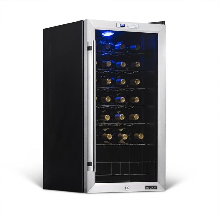 NewAir 27-Bottle Capacity Stainless Steel and Black Freestanding Wine Chiller