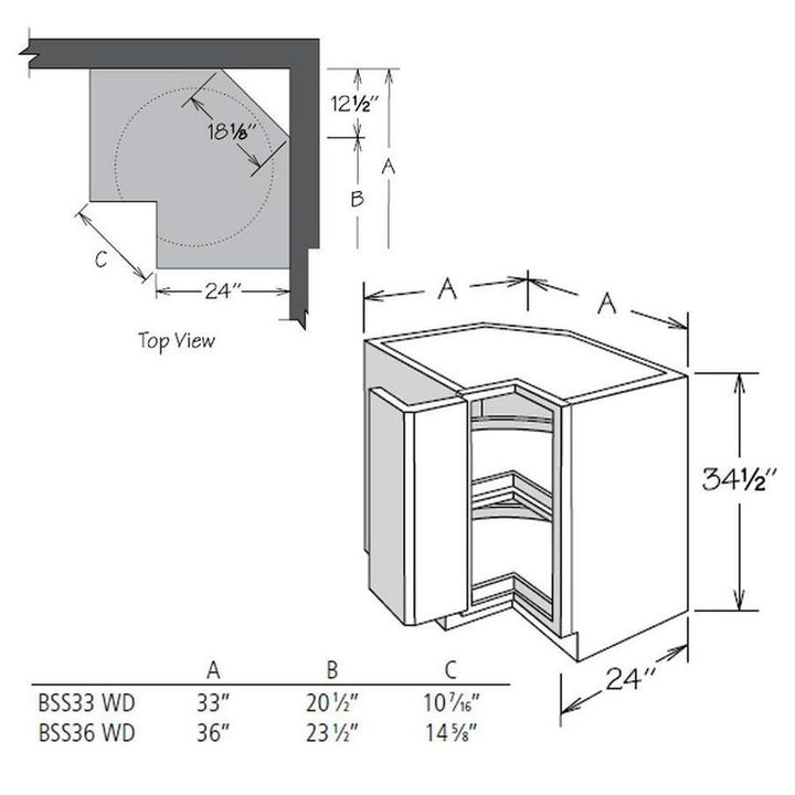 allen + roth Aveley 33-in W x 34.5-in H x 24-in D Linen Maple Lazy Susan Corner Base Semi-Custom Cabinet