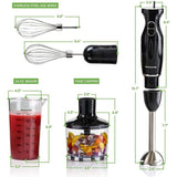 Multi-Purpose Hand Immersion Blender (Set-Black), Whisk+Beaker+Chopper, 2-Speed Setting