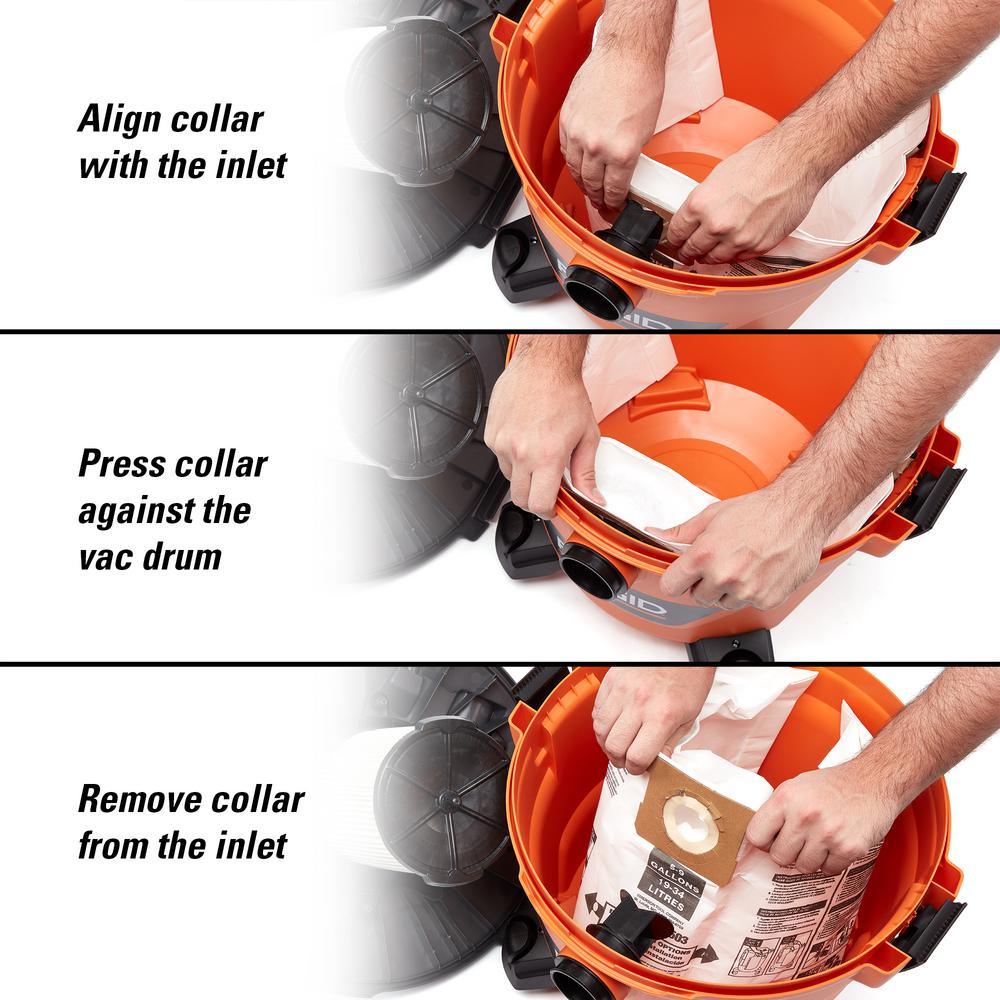 High-Efficiency Size B Dust Collection Bags for 5 to 10 Gal. RIDGID Wet/Dry Shop Vacuums, except HD06001 (2-Pack) - Super Arbor