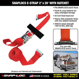 20 ft. x 2 in. Logistic Ratchet E-Strap with Hook and Loop Storage Fastener in Red - Super Arbor