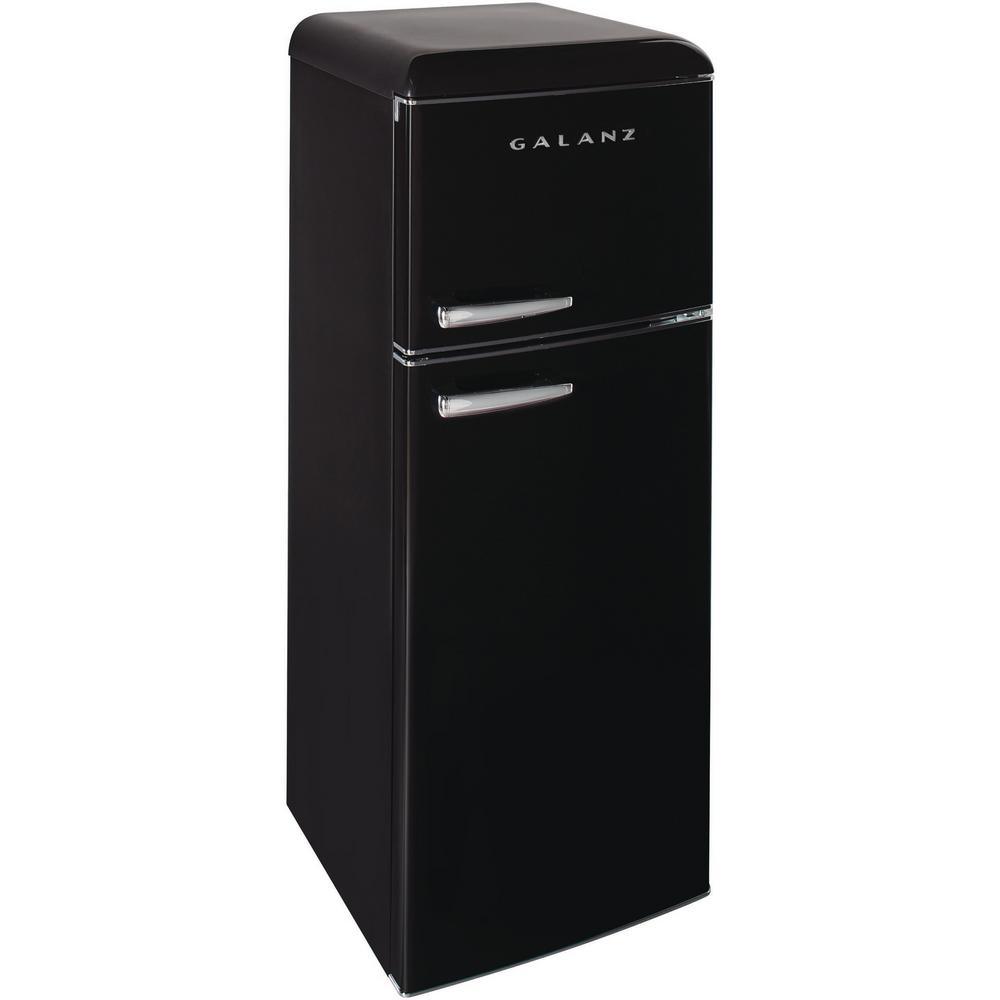 7.6 cu.ft. Retro Mini Refrigerator with Dual Door and True Freezer in Black - Super Arbor
