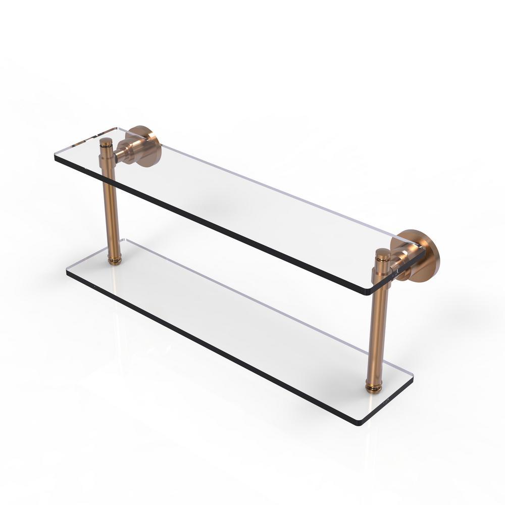 Washing Square Collection 22 in. 2-Tiered Glass Shelf in Matte Black - Super Arbor